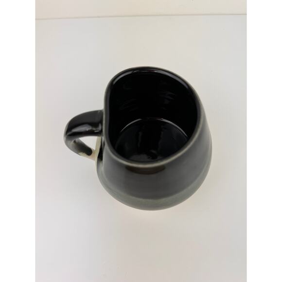 POTTERY BY JULIE MONDRO Black Matte Cream Dimple Mug Handcrafted Coffee Cup - Picture 5 of 12